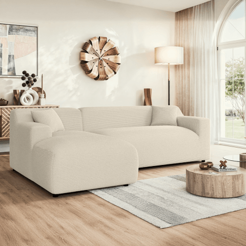 Narożnik Lotos beżowy – czteroosobowy nowoczesny do salonu