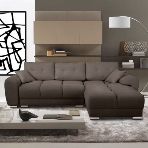 Narożnik rozkładany do salonu ZEMO BIS - ciemny brąz z funkcją spania