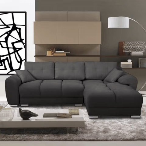 Narożnik do Salonu z funkcją spania i pojemnikiem ZEMO BIS - grafitowy