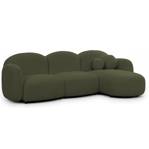 Ciemnozielony narożnik z ozdobnymi poduszkami Bloop