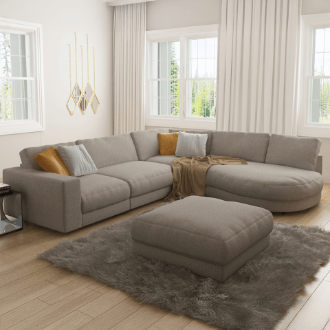 Szarobeżowy narożnik TROT – Duży nowoczesny narożnik do salonu