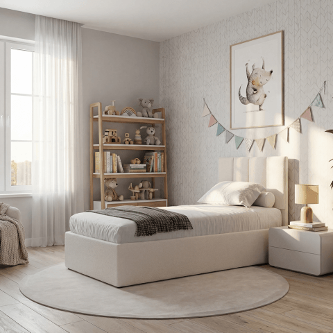 Łóżko młodzieżowe Atlanta jednoosobowe z pojemnikiem na pościel na wymiar