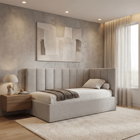 Łóżko młodzieżowe Nevada jednoosobowe z pojemnikiem na pościel na wymiar