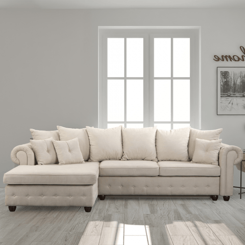 Narożnik pikowany z funkcją spania i pojemnikiem na pościel LUZERN