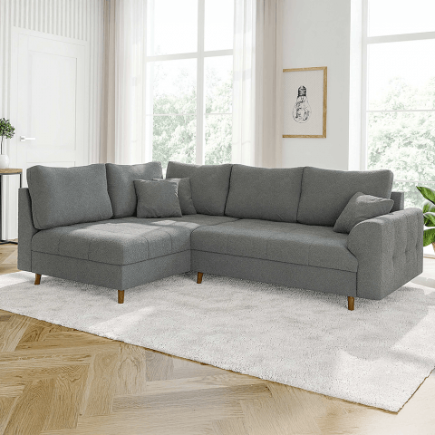 Szary narożnik L-Kształtny Laril – Na wysokich nóżkach do salonu