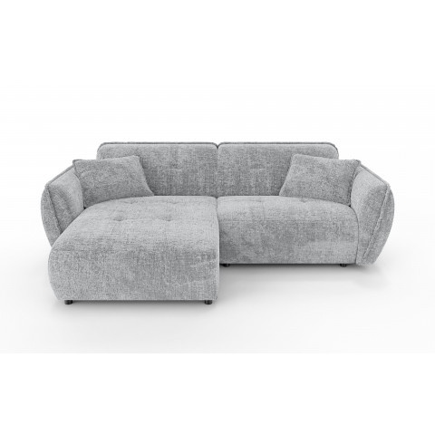 Nowoczesny narożnik Lumi - jasno szary z ozdobnymi poduszkami