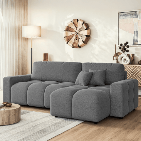 Szary rozkładany narożnik VEGA z funkcją spania