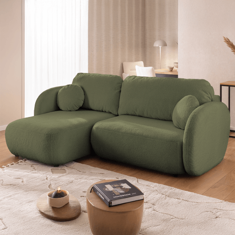 Narożnik L-kształtny Velano z funkcją spania zielony - uniwersalna otomana