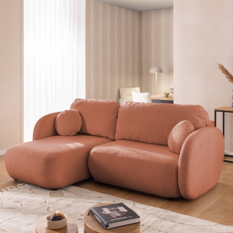 Narożnik Velano rozkładany Ceglasty Brąz - pojemnik na pościel