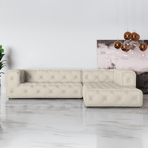 BENTLEY narożnik glamour – beżowy, komfortowy mebel do dużego salonu