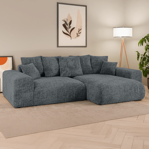 Szary, duży narożnik z funkcją spania Cleo w kształcie L