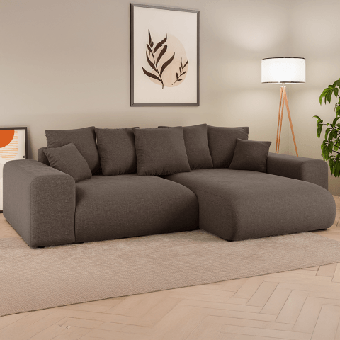 Czekoladowy narożnik z funkcją spania Cleo w kształcie L