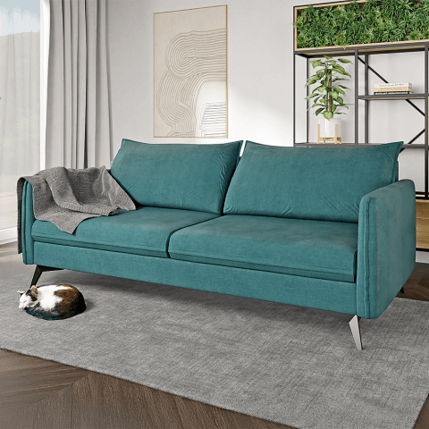 Verto High turkusowa – elegancka sofa na wysokich nóżkach, do salonu