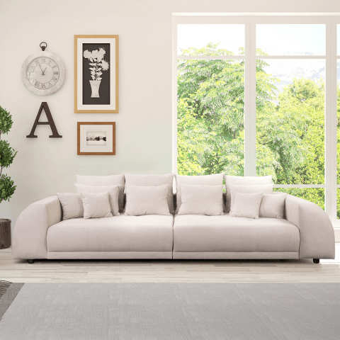 Czteroosobowa sofa Noemi w beżowym welurze – stylowa i komfortowa opcja do salonu