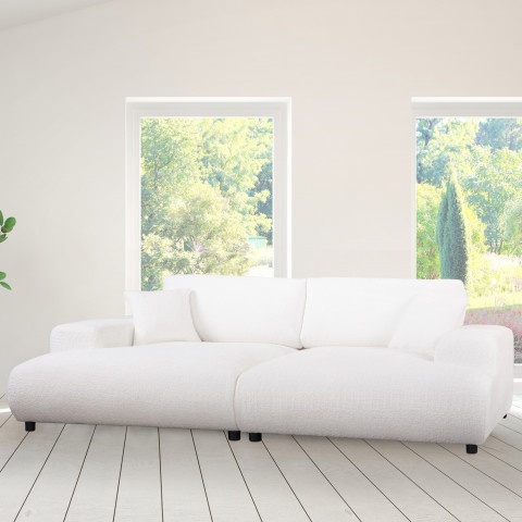 Nowoczesna biała sofa czteroosobowa – komfort i głębokie siedzisko – Mossi