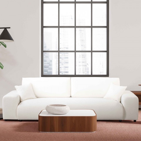 Sofa 4-osobowa Candi w śmietankowym kolorze – z funkcją spania, do jasnych wnętrz