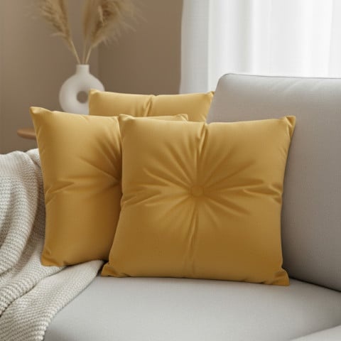 Zestaw trzech poduszek dekoracyjnych z guzikiem - tkanina do wyboru