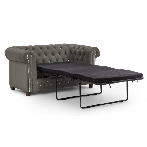 Szara sofa dwuosobowa pikowana Felix Blink – styl Chesterfield z funkcją spania
