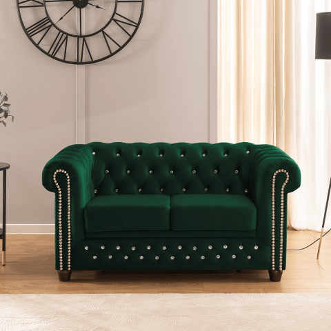 Sofa dwuosobowa butelkowa zieleń Felix Blink – Chesterfield z funkcją spania