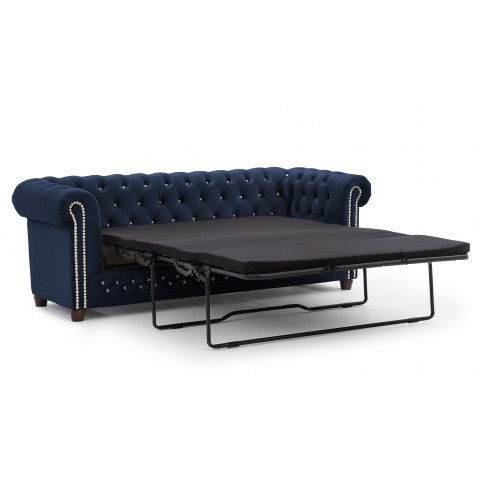 Sofa trzyosobowa pikowana z kryształkami Felix Blink z funkcją spania Chesterfield