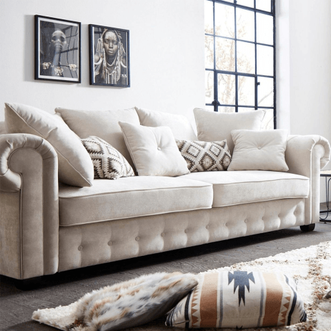 Kanapa trzyosobowa pikowana glamour LUZERN