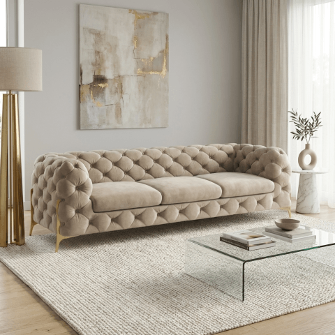 Sofa trzyosobowa pikowana glamour Chesterfield TEO HIGH 3