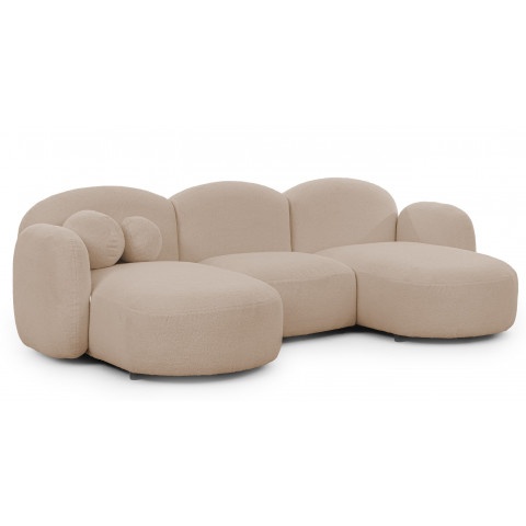 Narożnik pięcioosobowy Bloop U-kształtny z ozdobnymi poduszkami beżowy boucle