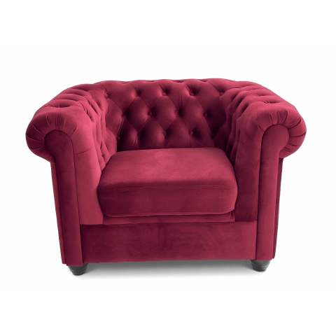 Fotel Sydney pikowany chesterfield Wiśniowy tk. Venus Velvet 2919 welur