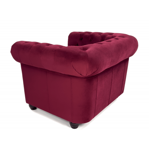 Fotel Sydney pikowany chesterfield Wiśniowy tk. Venus Velvet 2919 welur