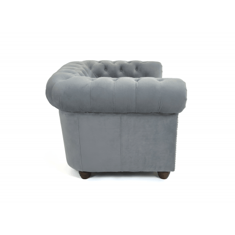 Fotel pikowany FELIX chesterfield szary welurowy Tk. Riviera 91
