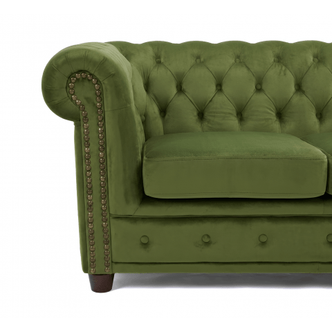 Narożnik pikowany Chesterfield zielony welurowy FELIX 2+OT Tk. French Velvet 657