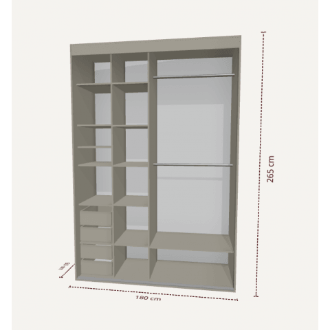 Szafa przesuwna dwudrzwiowa cashmere z lustrem ALFA kolor kaszmir 180x265 cm