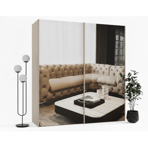 Szafa przesuwna dwudrzwiowa cashmere z lustrem ALFA PREMIUM kolor kaszmir 200x265 cm