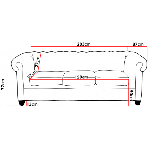 Sofa trzyosobowa Chesterfield VINCENT z funkcją spania - French Velvet 678