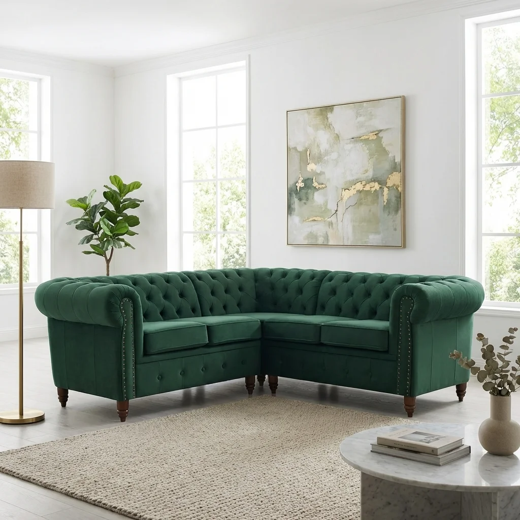 Narożnik pięcioosobowy pikowany Chesterfield VINCENT 208x208 — Riviera 38