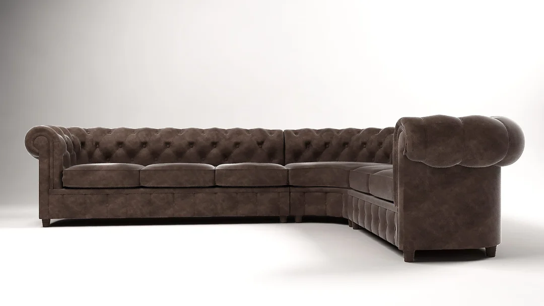 Narożnik sześcioosobowy z funkcją spania pikowany 3+E+2 Chesterfield SOLARIS 301x258 — Riviera 26