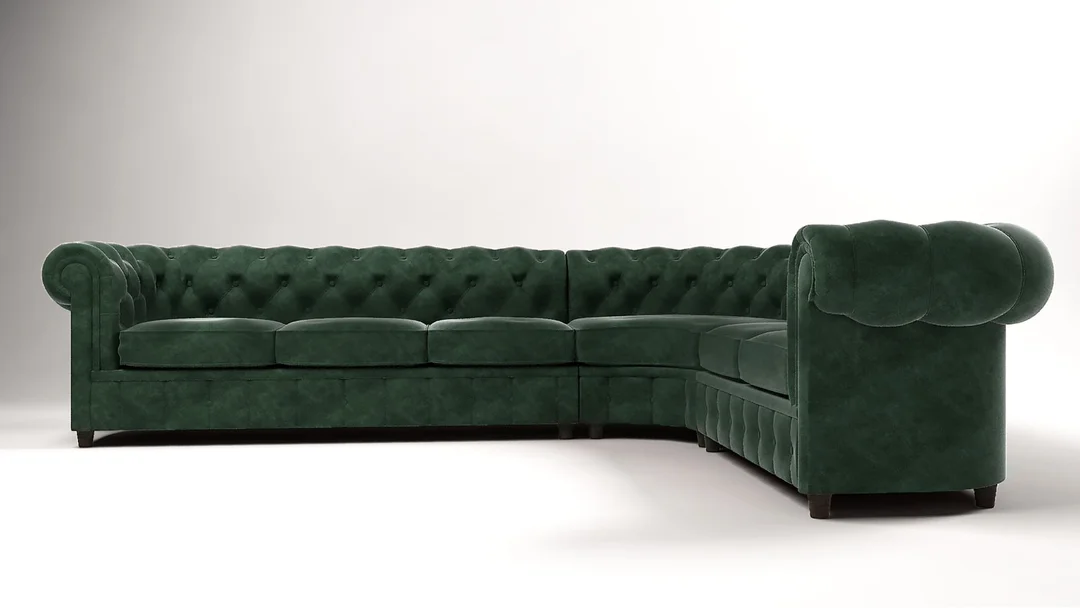 Narożnik sześcioosobowy z funkcją spania pikowany 3+E+2 Chesterfield SOLARIS 301x258 — Riviera 38