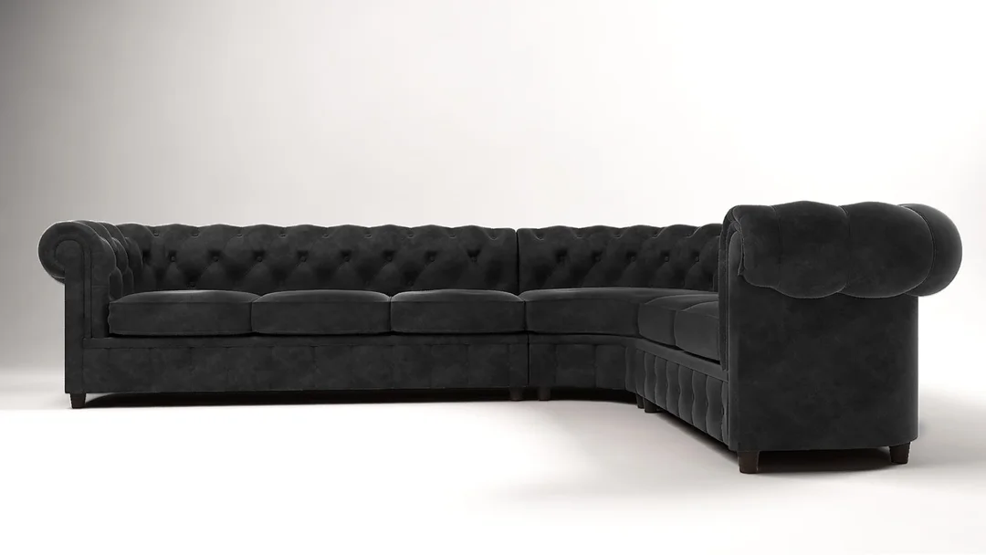 Narożnik sześcioosobowy z funkcją spania pikowany 3+E+2 Chesterfield SOLARIS 301x258 — Riviera 100