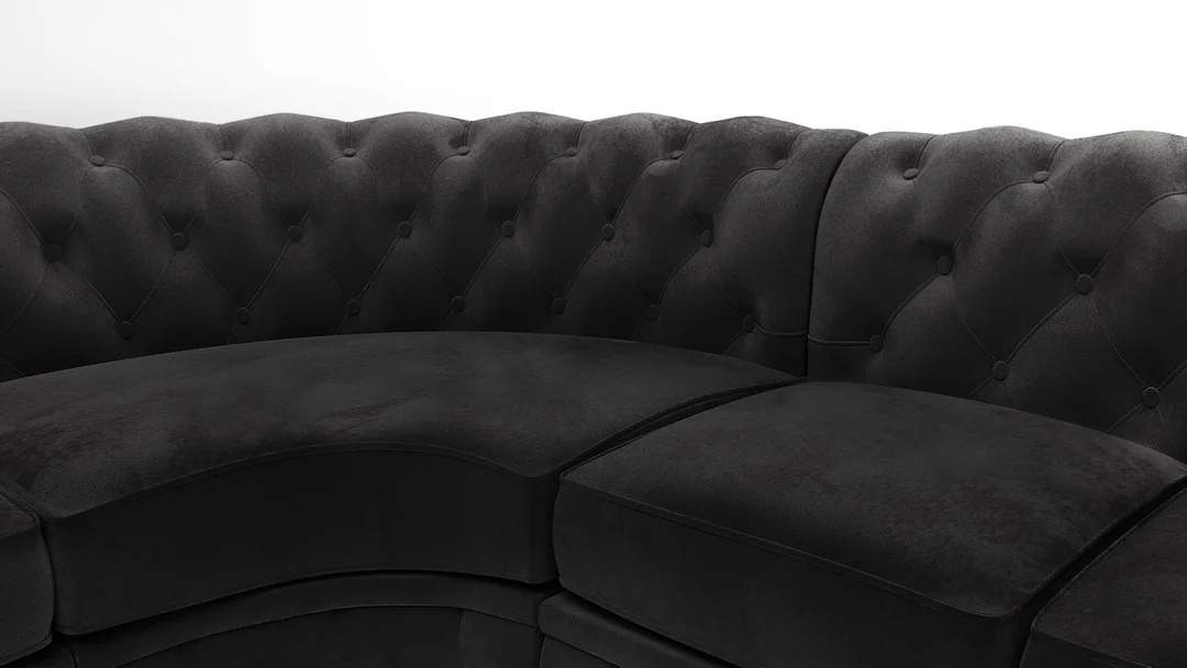 Narożnik sześcioosobowy z funkcją spania pikowany 3+E+2 Chesterfield SOLARIS 301x258 — Riviera 100