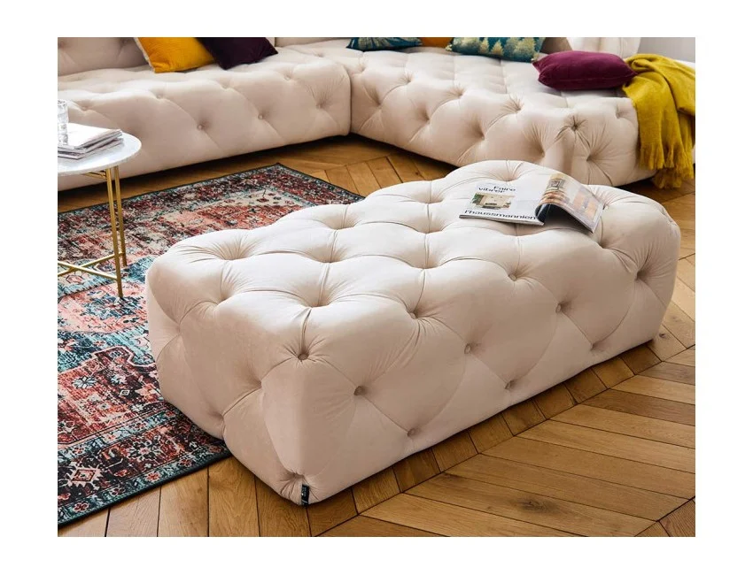 Puf pikowany Chesterfield 130x65 BENTLEY — French Velvet 672