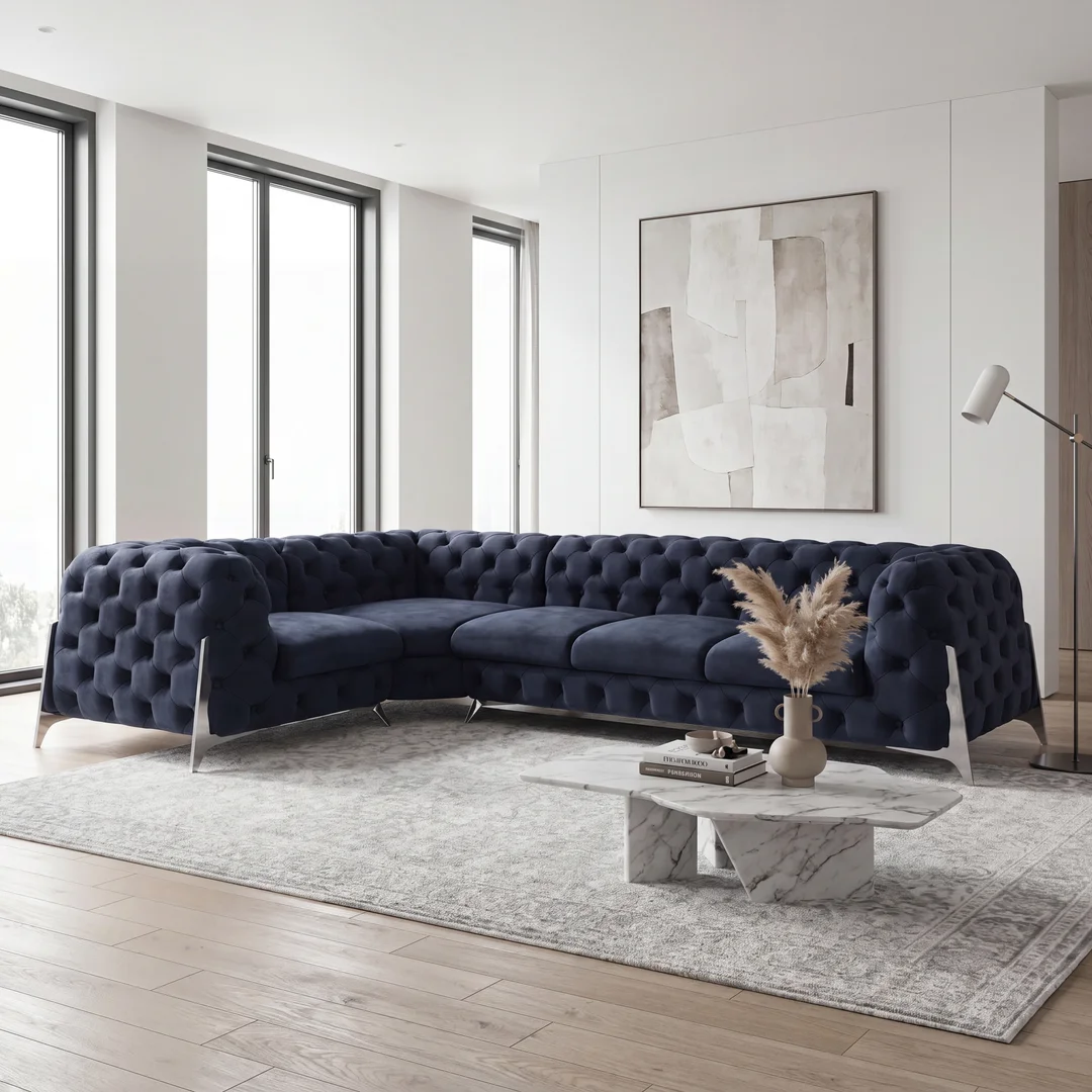 Narożnik pięcioosobowy pikowany KALIFORNIA 1+E+3 Chesterfield glamour 328x205 — Riviera 81
