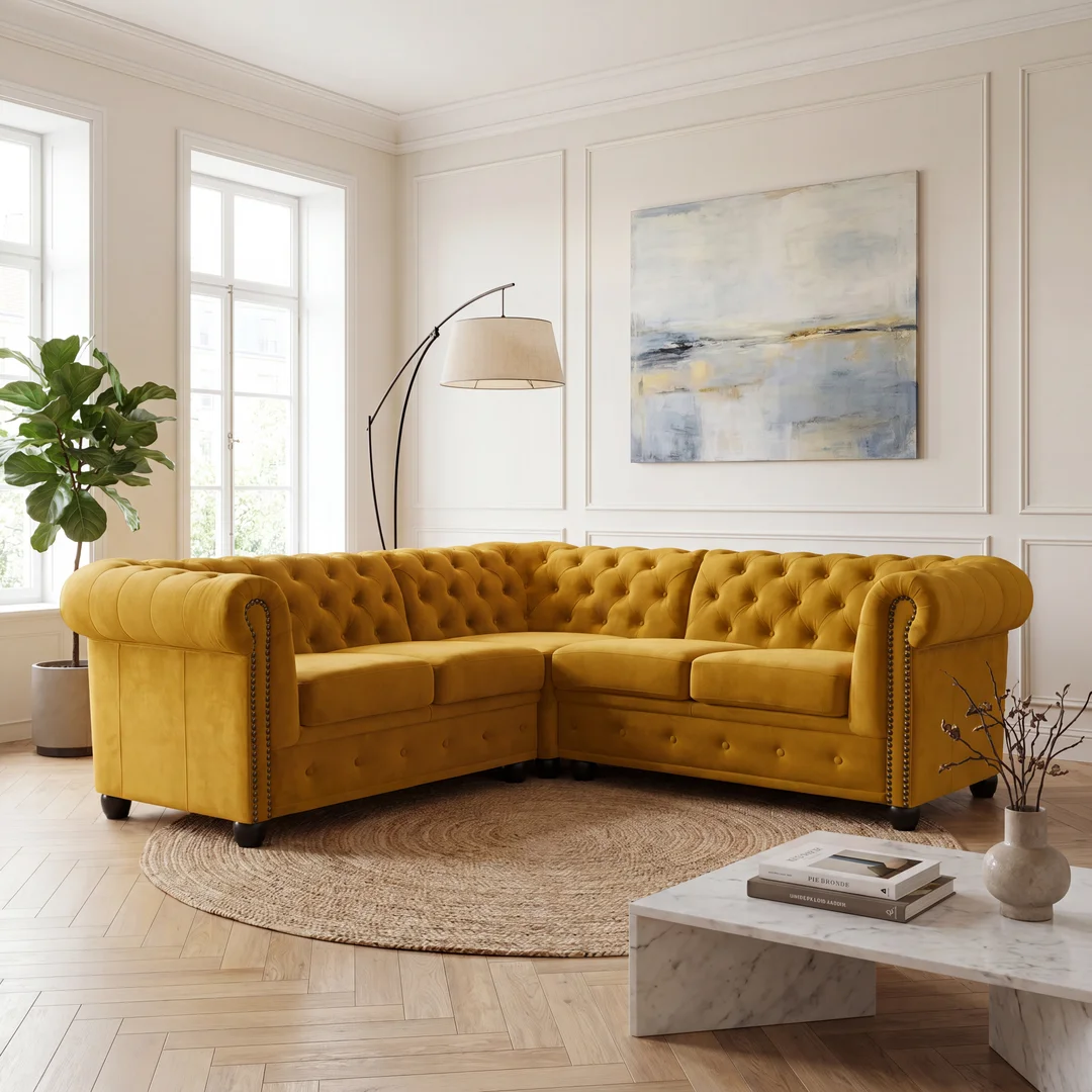 Narożnik pięcioosobowy FELIX 2+E+2 pikowany Chesterfield 208x208 — Riviera 41