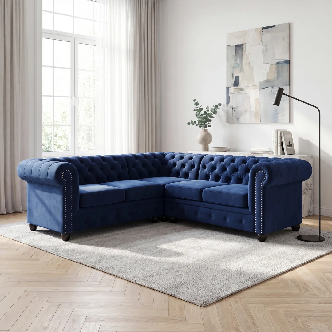 Narożnik pięcioosobowy FELIX 2+E+2 pikowany Chesterfield 208x208 — Riviera 81