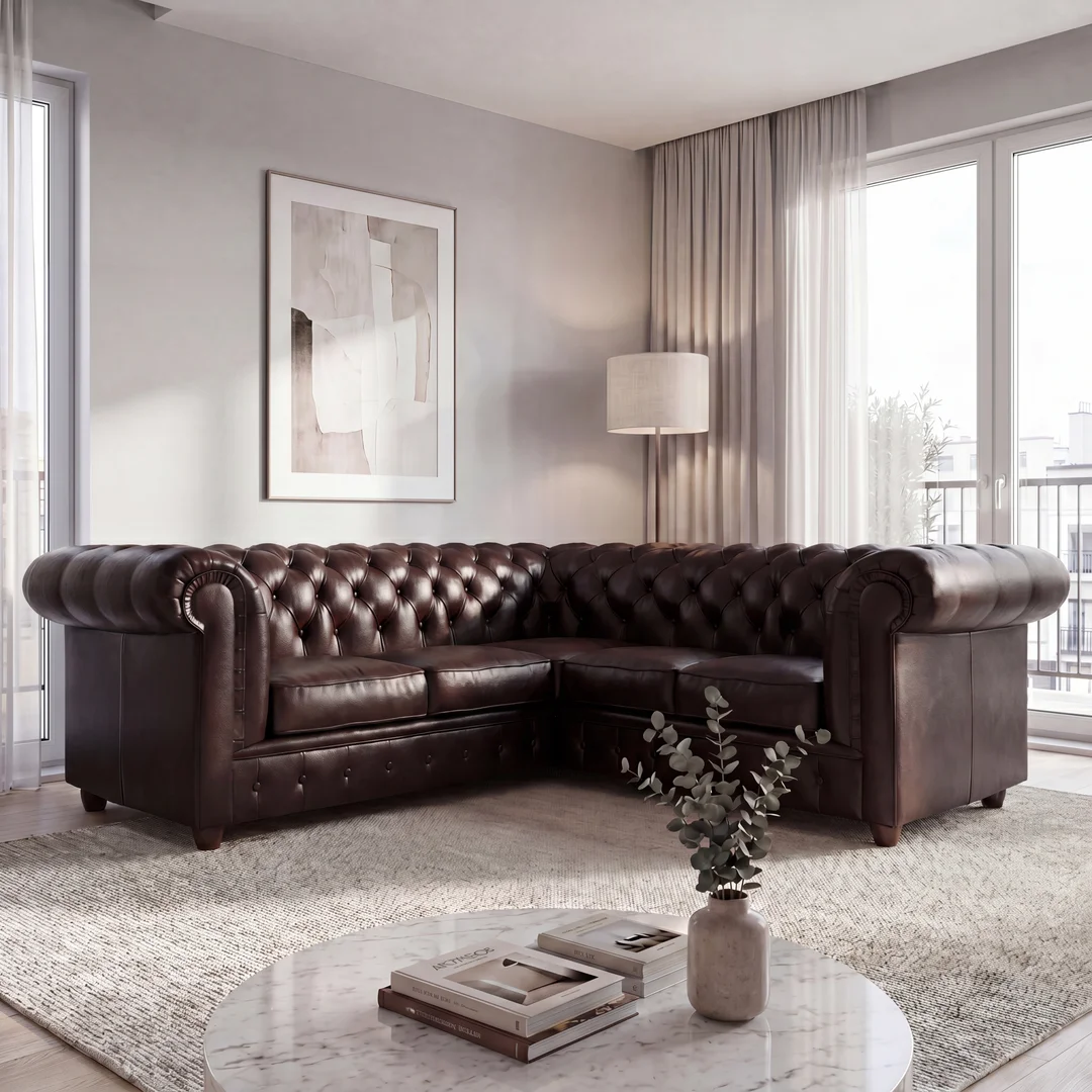 Narożnik pięcioosobowy z funkcją spania pikowany 2+E+2 Chesterfield SOLARIS 258x258 — Mg14
