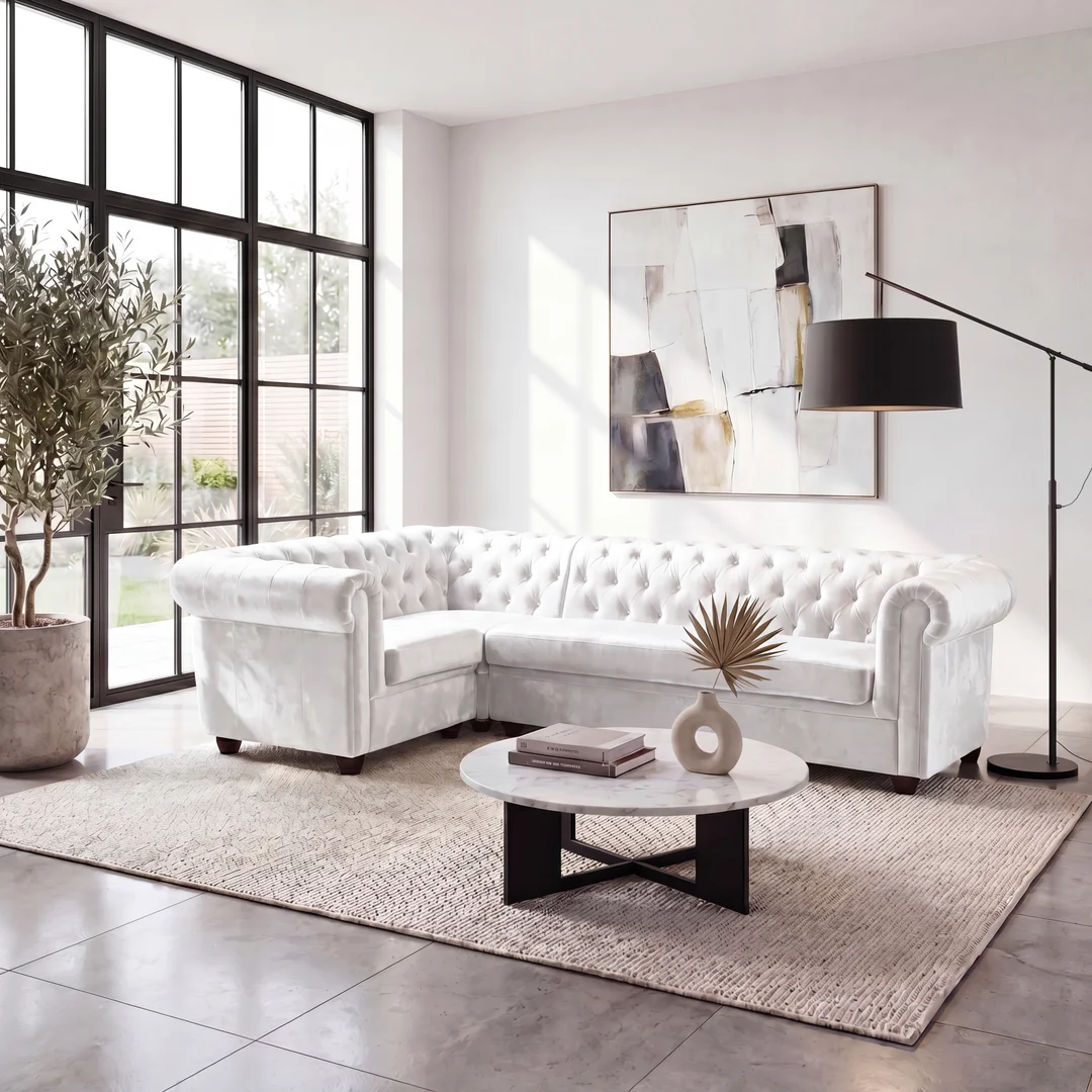 Narożnik pięcioosobowy pikowany 1+E+3 Chesterfield SYDNEY 264x156 — zdjęcie 17