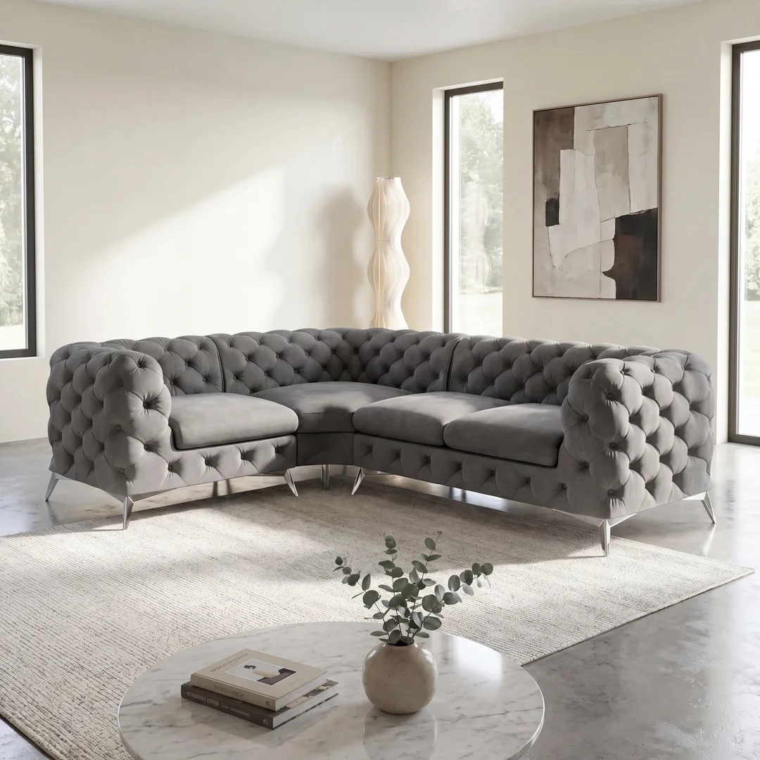 Narożnik czteroosobowy luksusowy pikowany 1+E+2 Chesterfield TEO 264x204 — Riviera 91