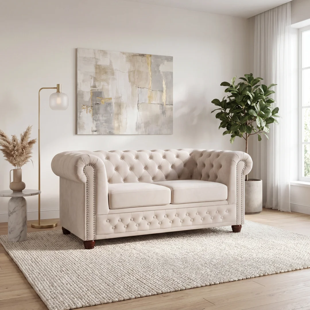Sofa dwuosobowa pikowana Chesterfield FELIX 148x86 — Riviera 21