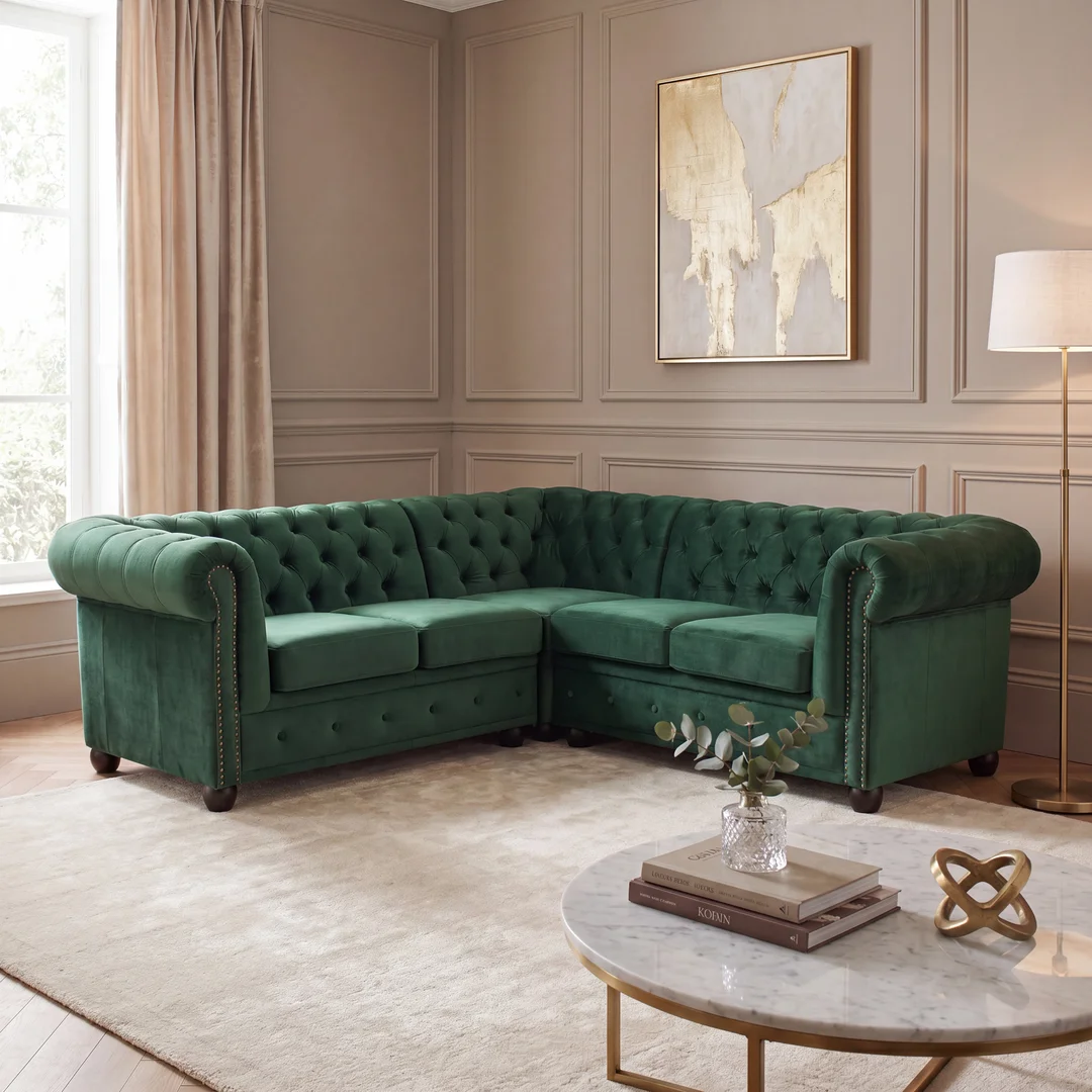 Narożnik pięcioosobowy FELIX 2+E+2 pikowany Chesterfield 208x208 — Riviera 38
