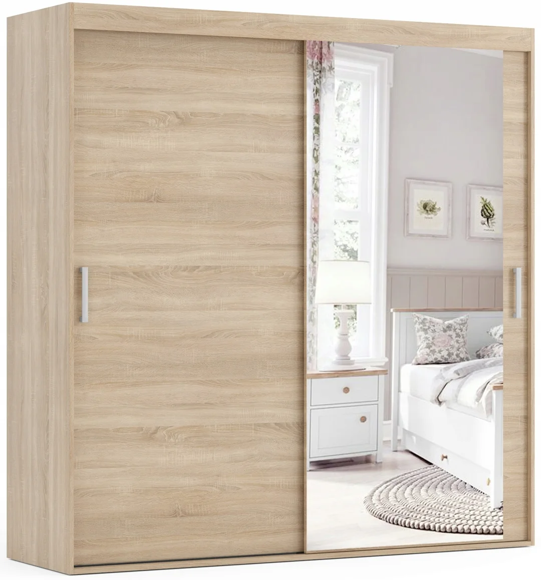 Szafa przesuwna dwudrzwiowa lustrem HAMAL - 135x220x54 — zdjęcie 4
