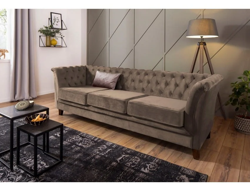 Sofa trzyosobowa z funkcją spania pikowana Chesterfield HASSO 237x82 — Riviera 16